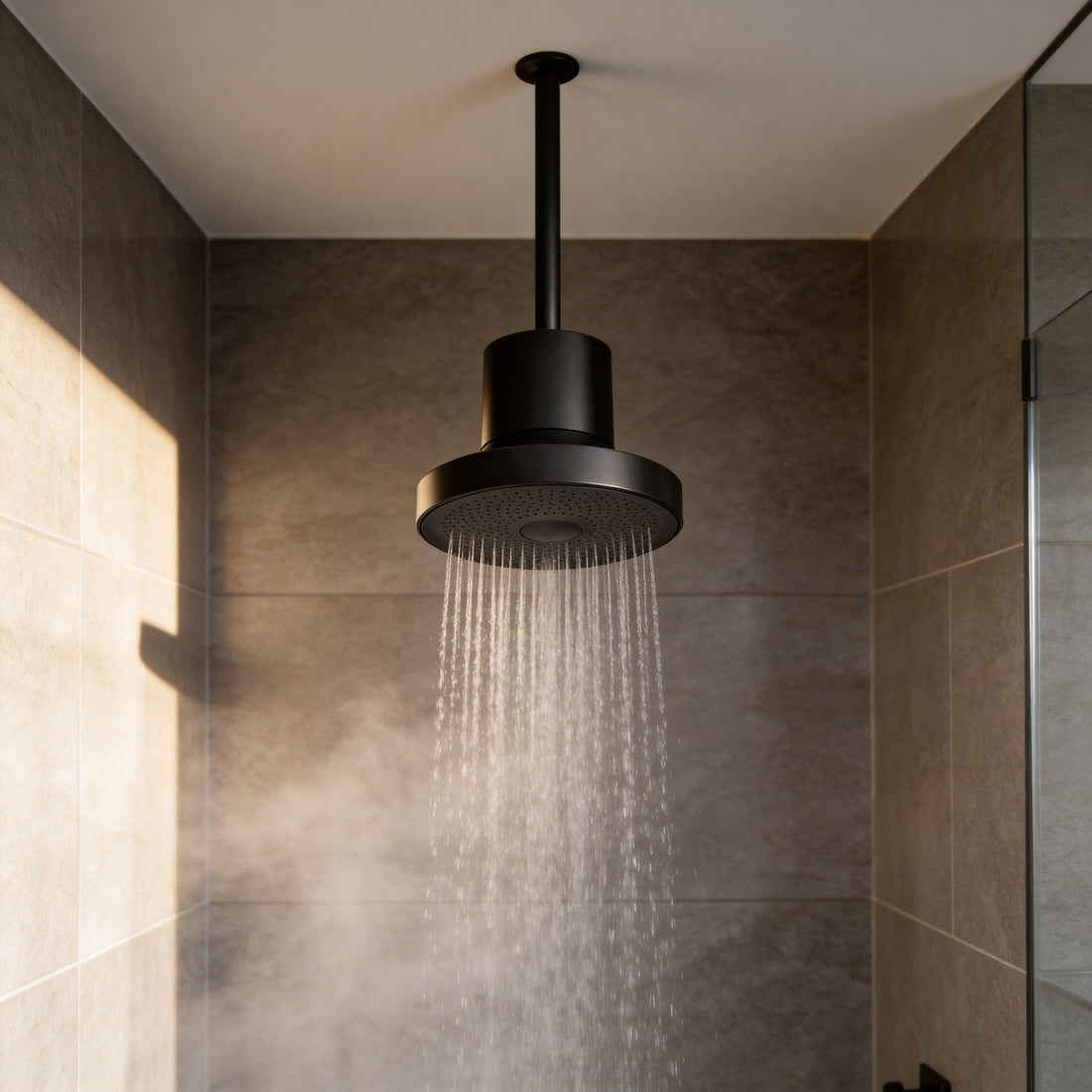 Tête de douche pluie Ellmin noir mat en marche