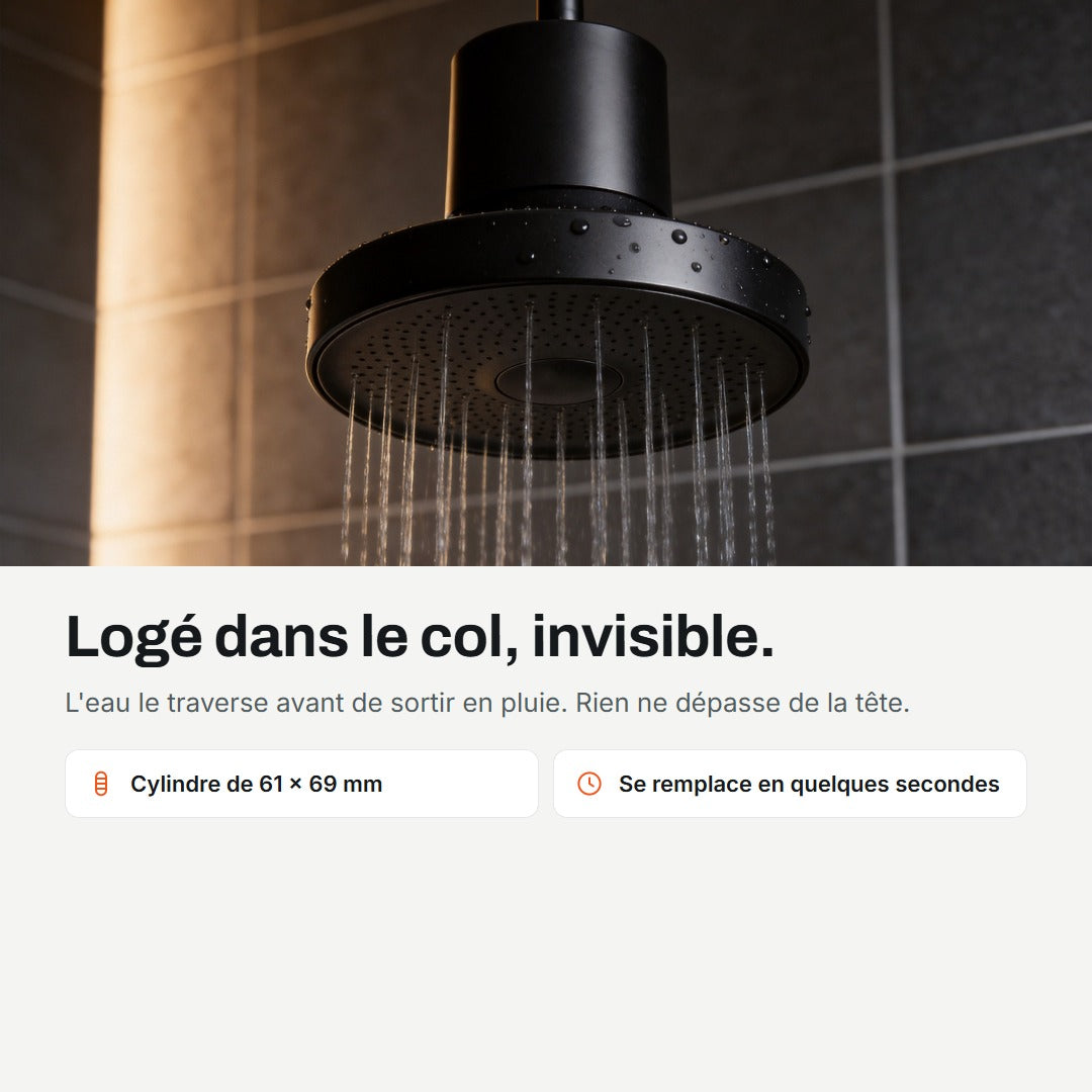 Le filtre se loge dans le col de la tête de pluie