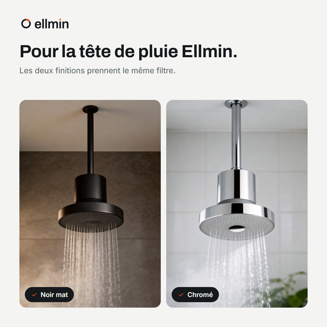 Compatible avec la tête de pluie Ellmin noir mat et chromée