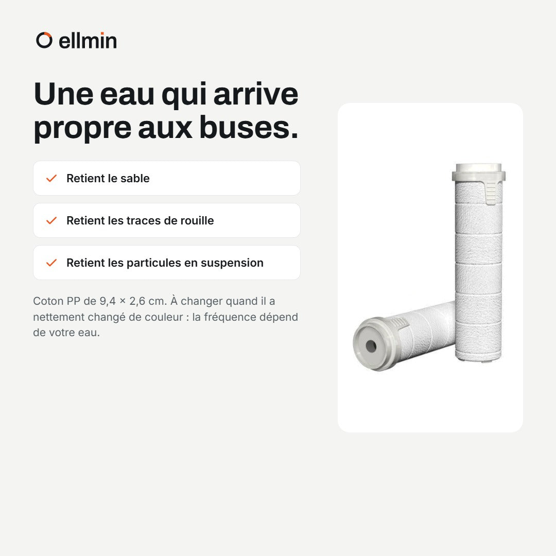 Le filtre retient sable, rouille et particules