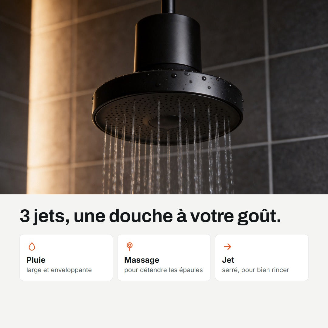 3 jets : pluie, massage, jet