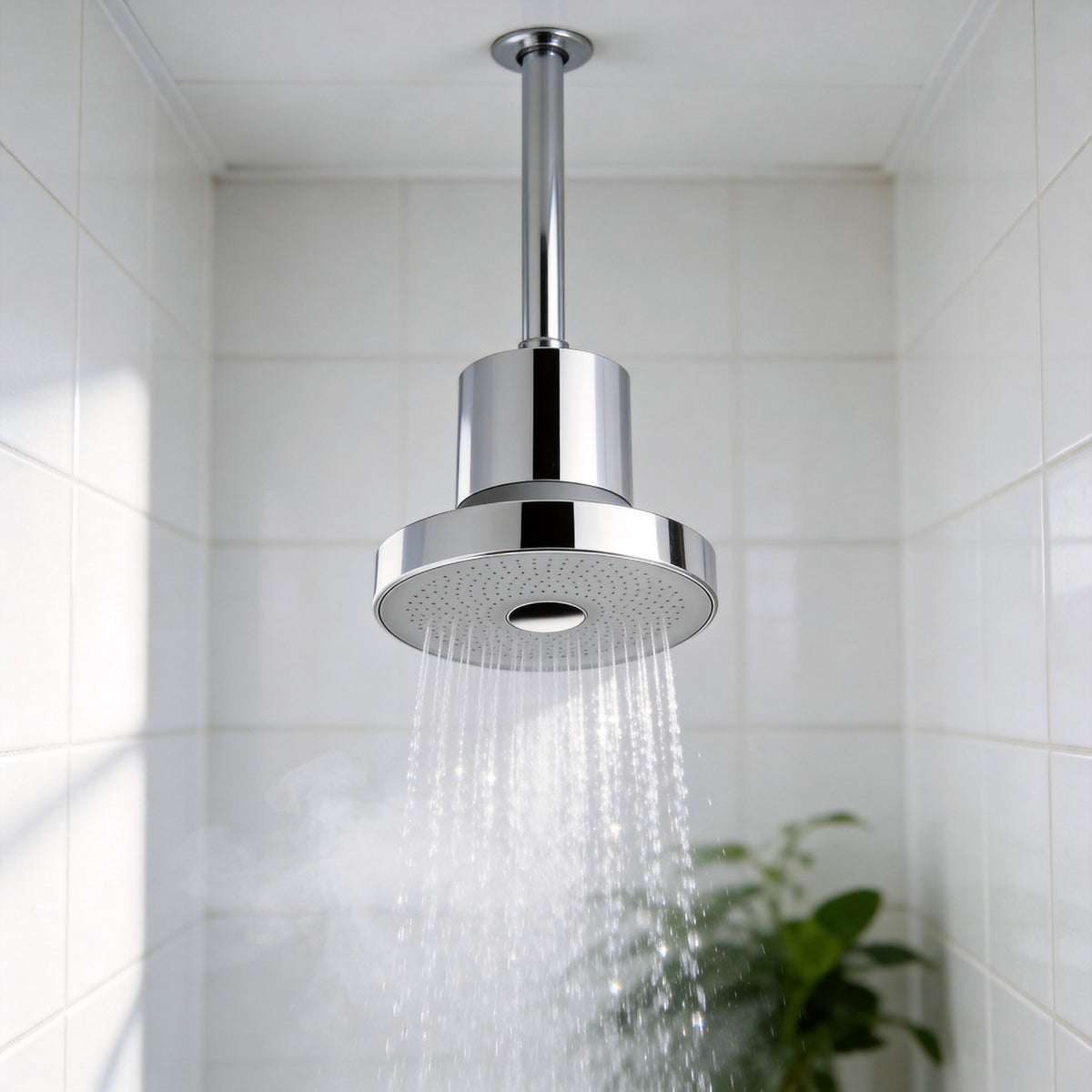 Tête de douche pluie Ellmin chromée en marche